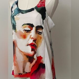 La Isla Frida Kahlo Art Print Sleeveless Top Women Medium Abstract Graphic